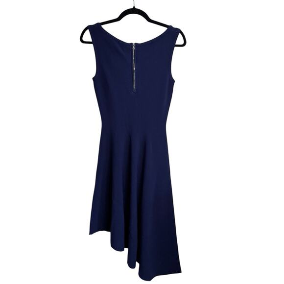Milly Asymmetrical Drape Navy Sleeveless Dress - Picture 4 of 8